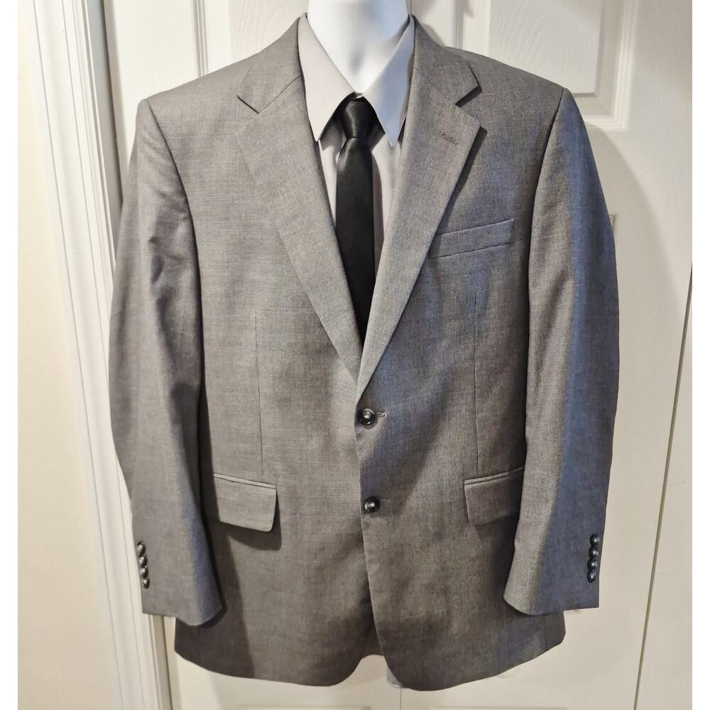 Jos A Bank Suit Mens 44R 38x32 Gray Wool Blend 2 Pc Blazer Pants